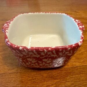 Roseville Spongeware Small Square Dish